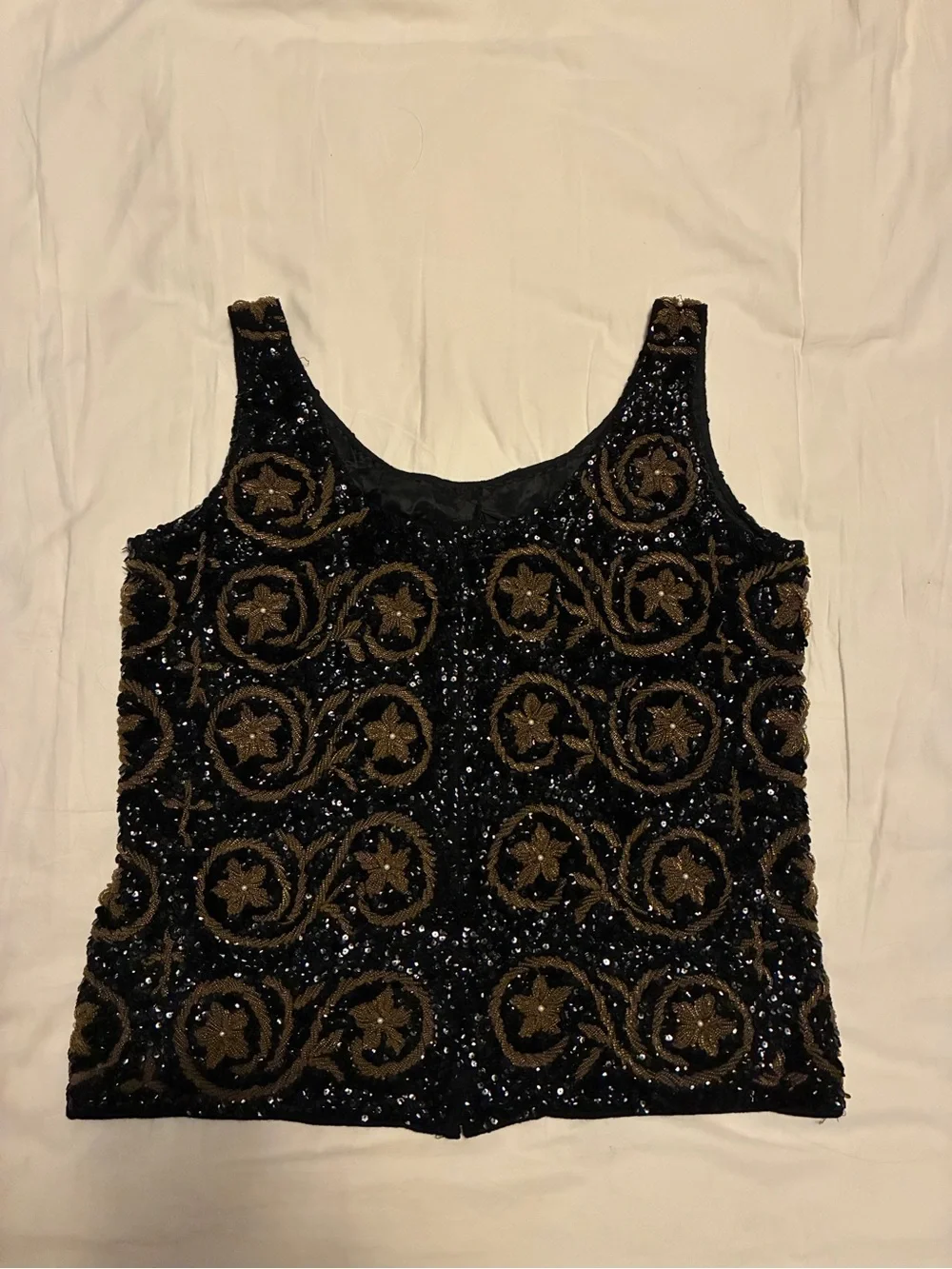 Vintage 1960s Beaded Wool Sweater tank Hong Kong